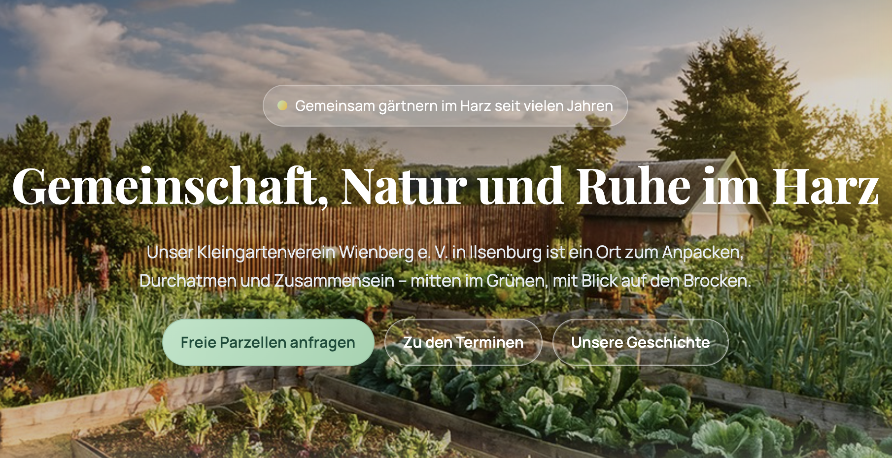 Referenz: KGV Wienberg Vereinswebsite mit Termin- und Kontaktstruktur