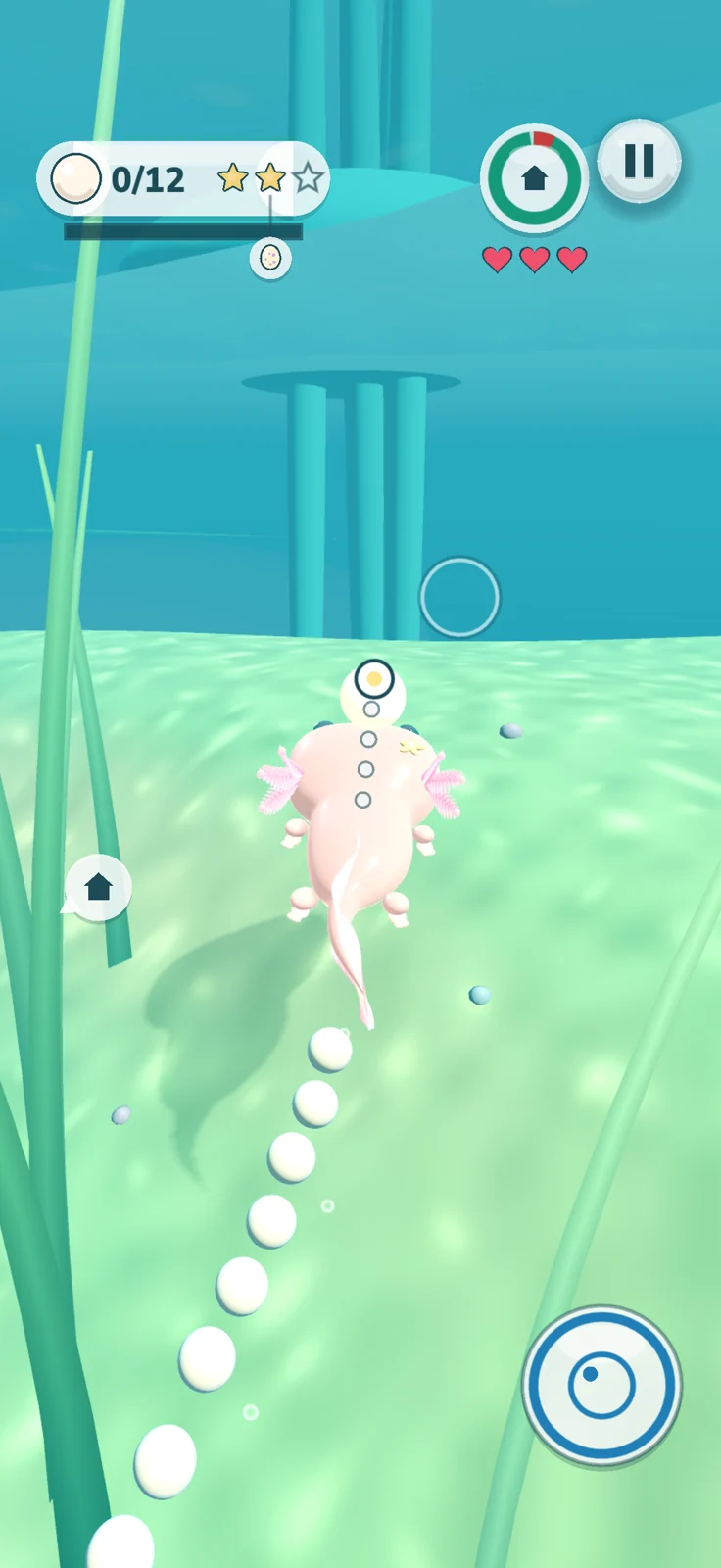 Mit dem Axolotl Perlen sammeln
