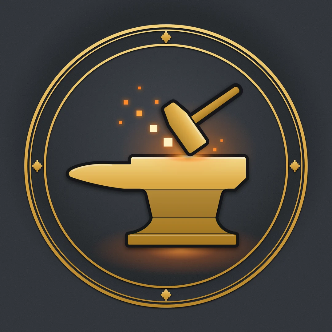 Forge seal with a hammer and anvil